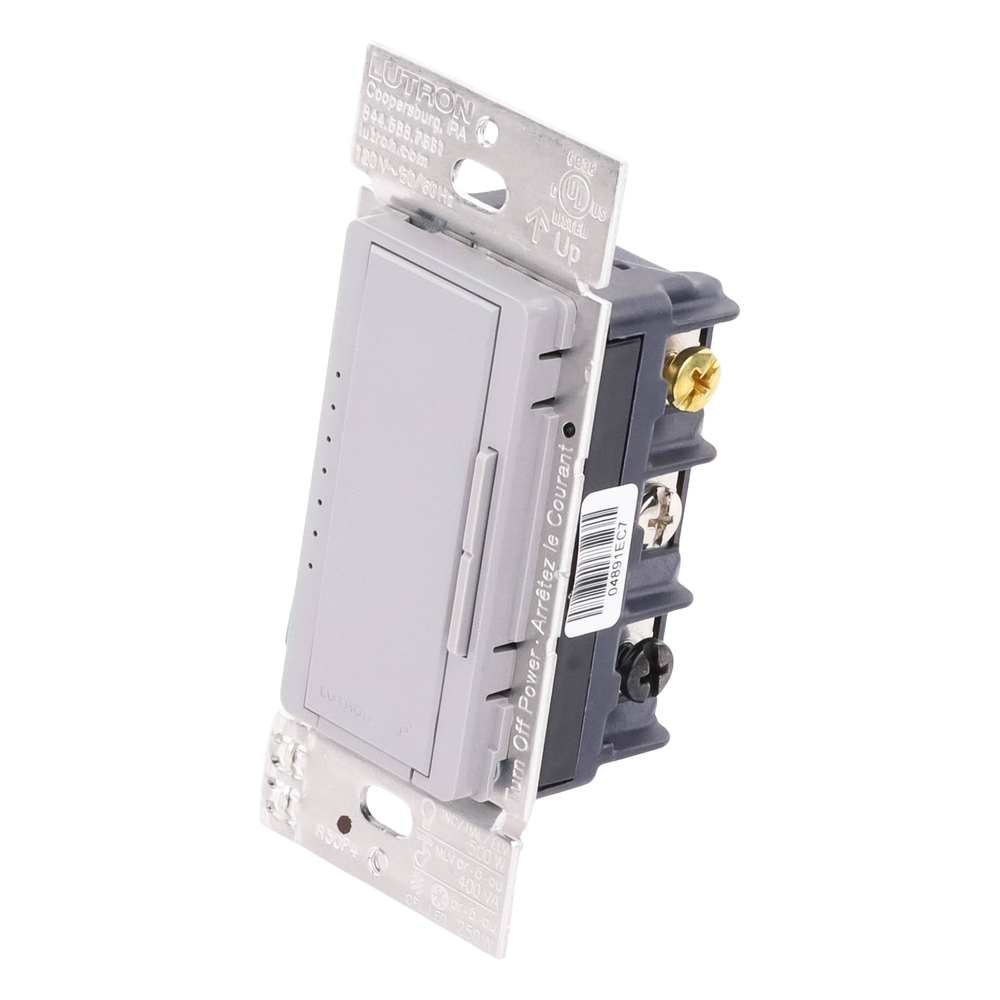 Atenuador de pared inalámbrico Maestro RF para RadioRA 2 y RA2 Select, 250 W LED/CFL, neutro opcional, color gris