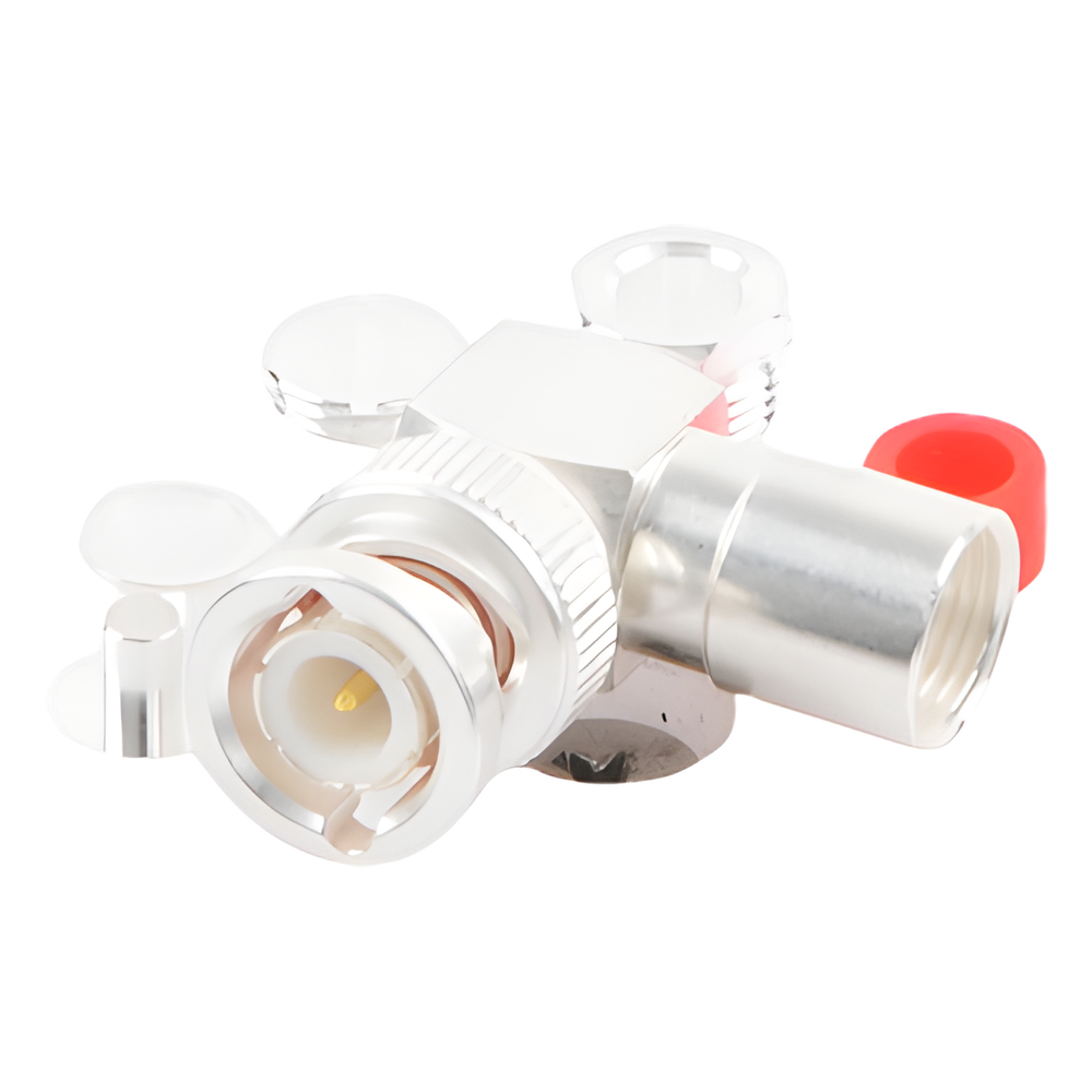 Conector BNC Macho en Ángulo Recto de Rosca para LP-195, LP-142, LMR-195, RG-58/U, RG-142/U, Plata/Oro/Teflón.