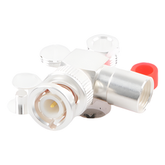 Conector BNC Macho en Ángulo Recto de Rosca para LP-195, LP-142, LMR-195, RG-58/U, RG-142/U, Plata/Oro/Teflón.