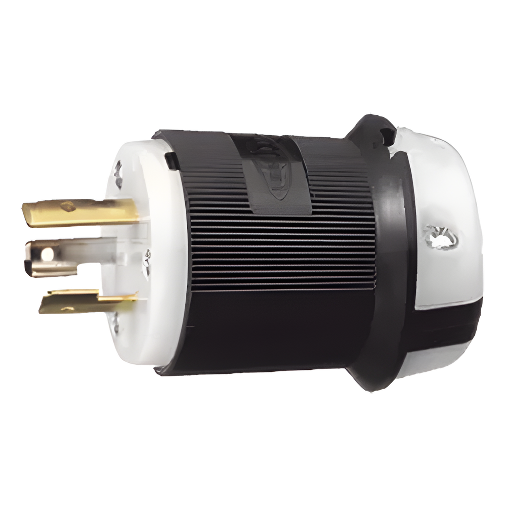 Clavija Industrial con Bloqueo de Media Vuelta / 20 A 125 V CA / 2 Polos 3 Hilos / Color Blanco y Negro / Nema L5-20P.