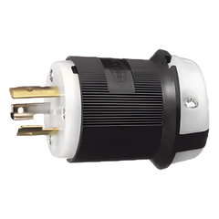 Clavija Industrial con Bloqueo de Media Vuelta / 20 A 125 V CA / 2 Polos 3 Hilos / Color Blanco y Negro / Nema L5-20P.