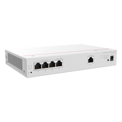 Router Multi-Servicio / 1 puerto 10/100/1000 Mbps(WAN) / 4 puertos 10/100/1000 Mbps(LAN) PoE+ (802.3af/at) / 50W / Rendimiento 1 Gbps / Controla hasta 32 APs / Hasta 150 Clientes / Administración Nube Gratis