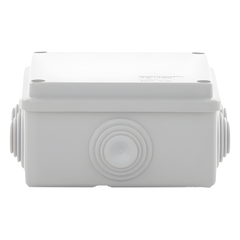 Caja Estanca de PVC Para Derivación y Conexión, 6 Entradas, Tapa Atornillada,100x100x50 mm (Área Interna), Uso Exterior IP55, Material que no Propaga el Fuego y Libre de Hálogenos