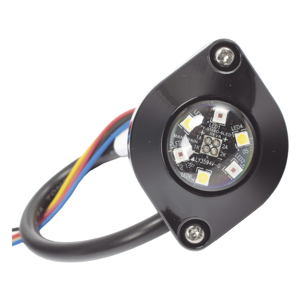 Estrobo Oculto de 6 LED, Azul, Lente Transparente, Bisel Negro