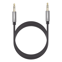 Cable Auxiliar 2 Metros / Conector 3.5mm a 3.5mm / Macho a Macho / Cubierta de TPE / Carcasa de Aluminio / Color Negro