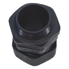 Conector Plástico Negro Tipo Glándula para Rosca NPT 3/4"