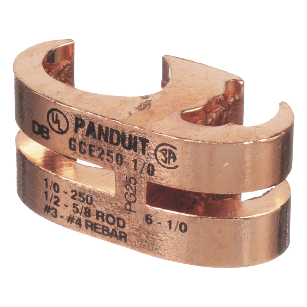Conector de Conexión a Tierra tipo "E" para Conductor 1/0 AWG STR – 250 KCMIL MAIN y 6 AWG SOL – 1/0 AWG STR TAP