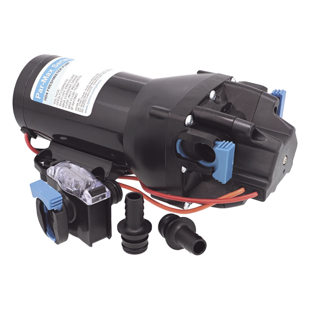 Bomba de Diafragma Marina PARMAX HD4 / 12V / 4 GPM (15.1 LPM) / 40 PSI (2.8 BAR) / Autocebante / IPX6 / Acero Inoxidable / Bypass Interno