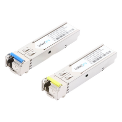 Transceptores Ópticos Industriales Bidireccionales SFP (Mini-Gbic) / Monomodo 1310 & 1550 nm / 1.25 Gbps / 1000BASE-BX / Conector LC/UPC Simplex / DDM / Hasta 10 km / 2 Piezas