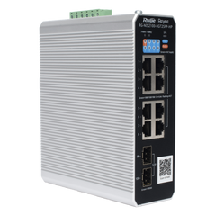 Switch Industrial PoE+ hasta 300 watts , Ideal para temperaturas Extremas y protección contra descargas, 1 puerto PoE++ 60W y 7 puertos PoE+ 30W, 2 SFP Uplink