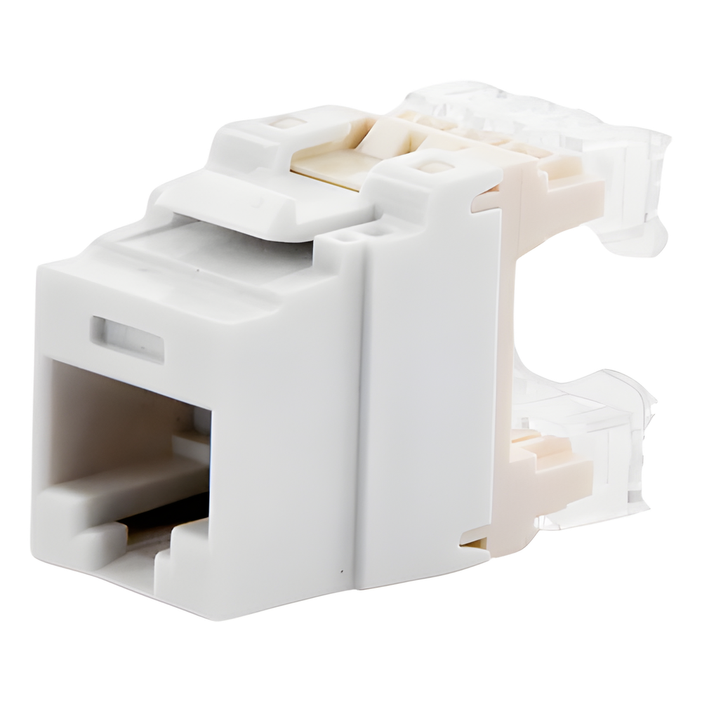 Conector Jack Estilo 110 (de Impacto), Tipo Keystone, Categoría 5e, de 8 Posiciones y 8 Cables, Color Blanco