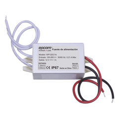 Fuente 12 V  |  1 Amper  |  Waterproof  | Intemperie grado IP67