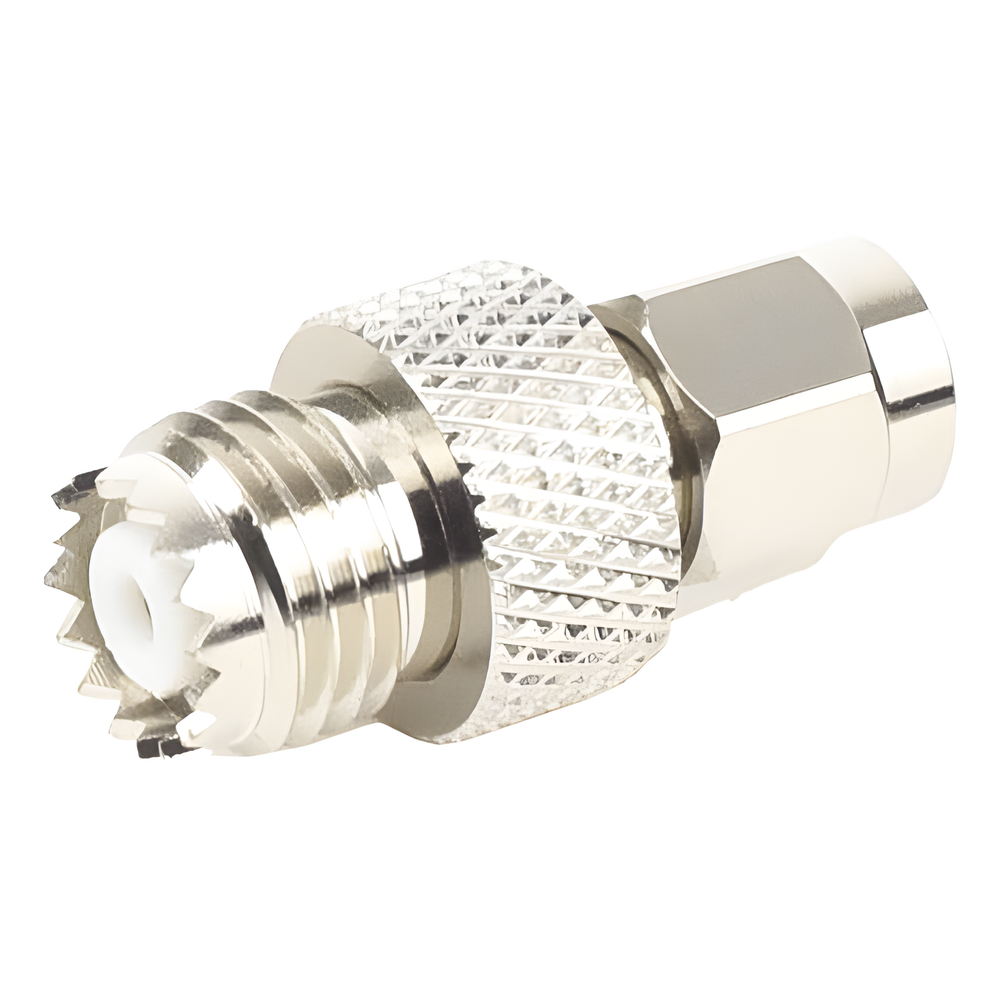 Adaptador en Línea, de Conector SMA Macho a Mini-UHF Hembra, Níquel/ Oro/ Teflón.Au/Teflón.