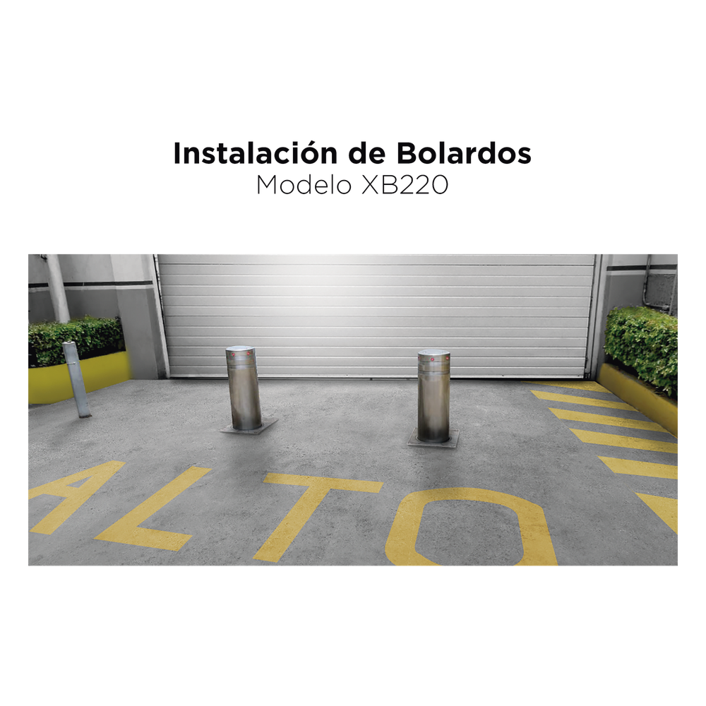 Bolardo neumático de acero inoxidable / 220 mm de diámetro / 750 mm de altura / acabado elegante con iluminacion led color rojo