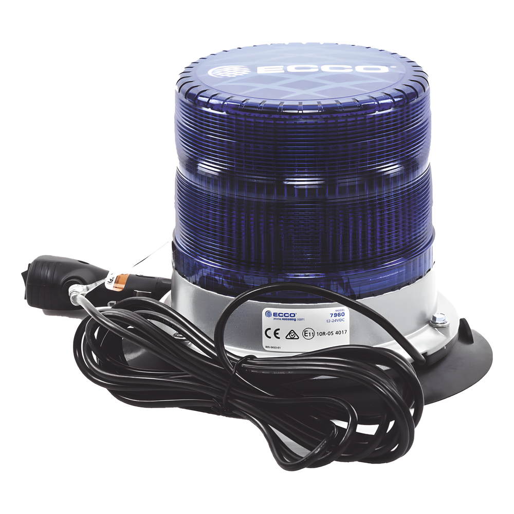 Baliza led pulso, 12-24vdc, 11 patrones de flash, montaje de imán de vacío, azul