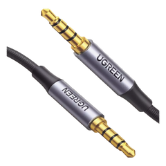 Cable Auxiliar de 3.5mm / Cable Audio Estéreo / Núcleo de Alambre de Cobre Esmaltado / Carcasa de Aluminio Azul + Nylon Trenzado /  Soporta Micrófono / 2 Metros