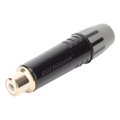 Conector Hembra RCA | Carcasa Enchapada en Negro | Contacto Enchapado en Oro | Cable OD 3.5-6.5mm