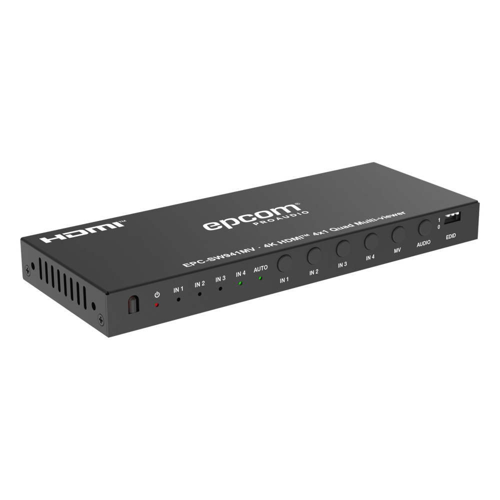 Multivisor HDMI 4x1 | 4K@30Hz | Vista Cuádruple | Cambio Automático/Manual | Control IR