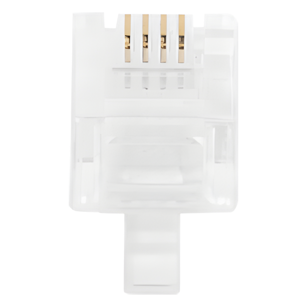 Bote con 100 Piezas de Plug Modular Tipo RJ11 de 4 Contactos Chapado de Oro a 50 Micras