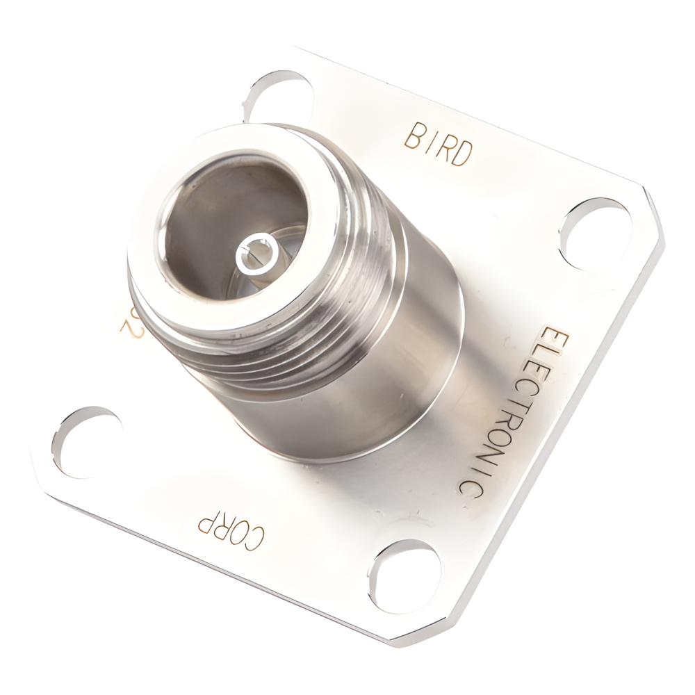Conector N Hembra de Cambio Rápido / Wattmetro BIRD 43, 4304, 4 perforaciones a 18 mm, Níquel/ Plata/ Teflón.â€‹