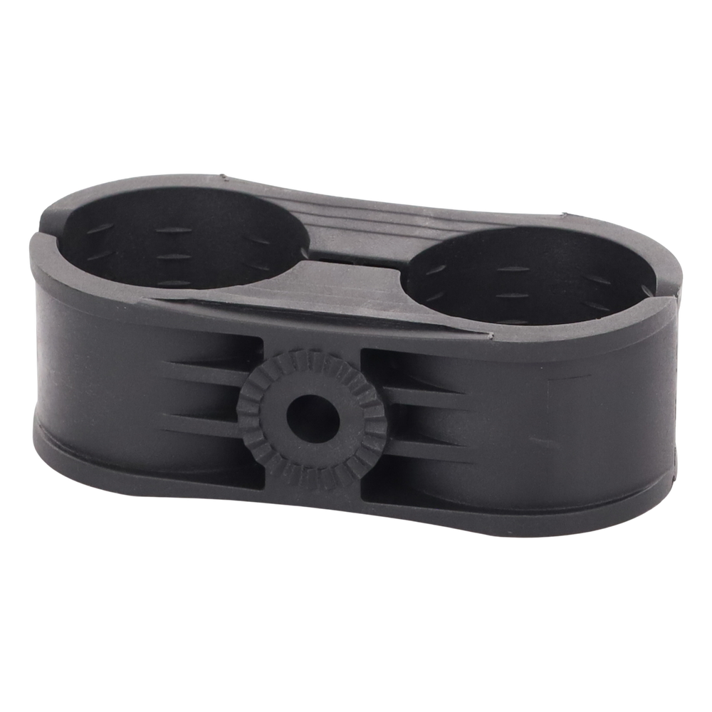 Sujetador Plástico para Cable Coaxial 1-5/8" / Doble / Montaje en Varilla Roscada 3/8" o M10 / Paquete de 10 Piezas