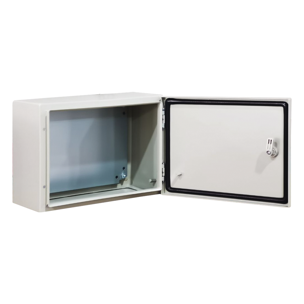 Gabinete de Acero IP66 Uso en Intemperie (500 x 300 x 300 mm) con Placa Trasera Interior Metálica y Compuerta Inferior Atornillable (Incluye Chapa y Llave T). Ideal para Centros de Carga y Tableros de Control
