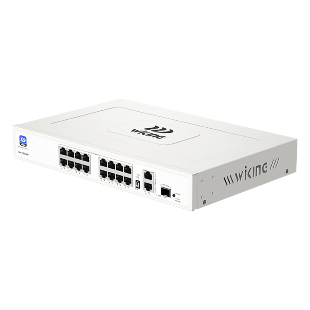 Switch no administrable PoE WI-TEK /16 Puertos 10/100 Mbps PoE af/at / 2 Puertos Uplink Gigabit / 1 Ranura SFP 1000 Mbps / Presupuesto 180 W / Puerto 1 Hi-PoE 60W