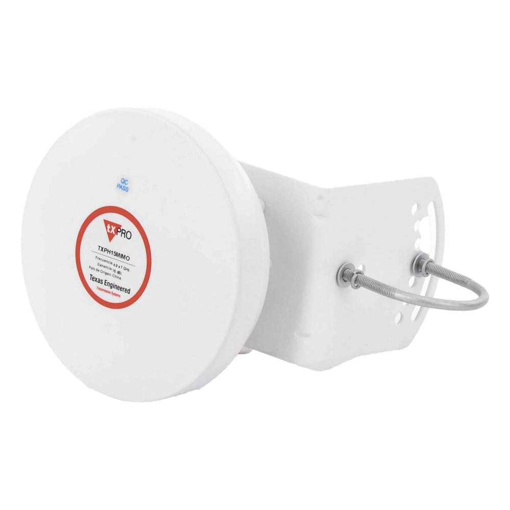Antena Tipo Horn de 45 °, 15 dBi, 4.9 - 7GHz, Ideal para ambientes de alto ruido,  Tipo de conector RPSMA, con montaje y jumpers incluidos