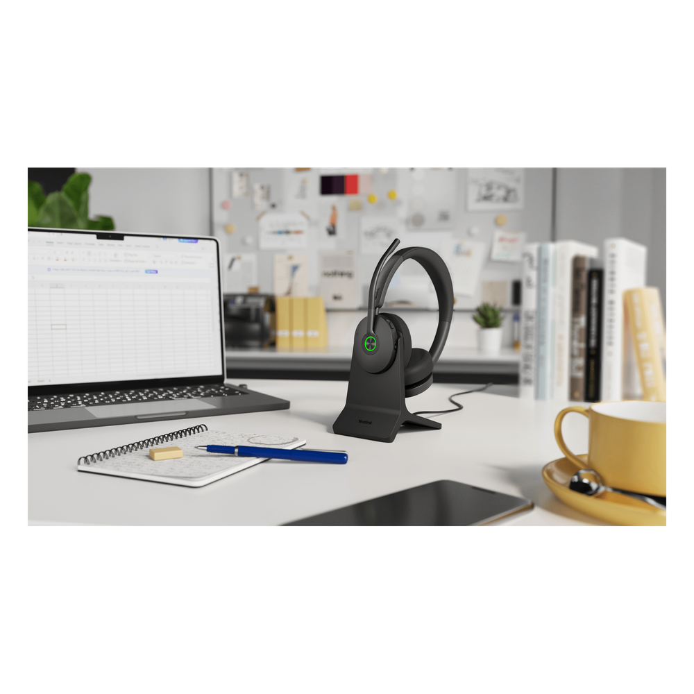 Auriculares estéreo Yealink BH74 edición MS con base de carga / Bluetooth 5.3 con adaptador USB C&A / Cancelación activa de ruido / 32 horas de conversación