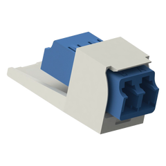 Módulo Acoplador LC Duplex, para Fibra Óptica Monomodo OS1/OS2, Tipo Mini-Com, Color Blanco Mate