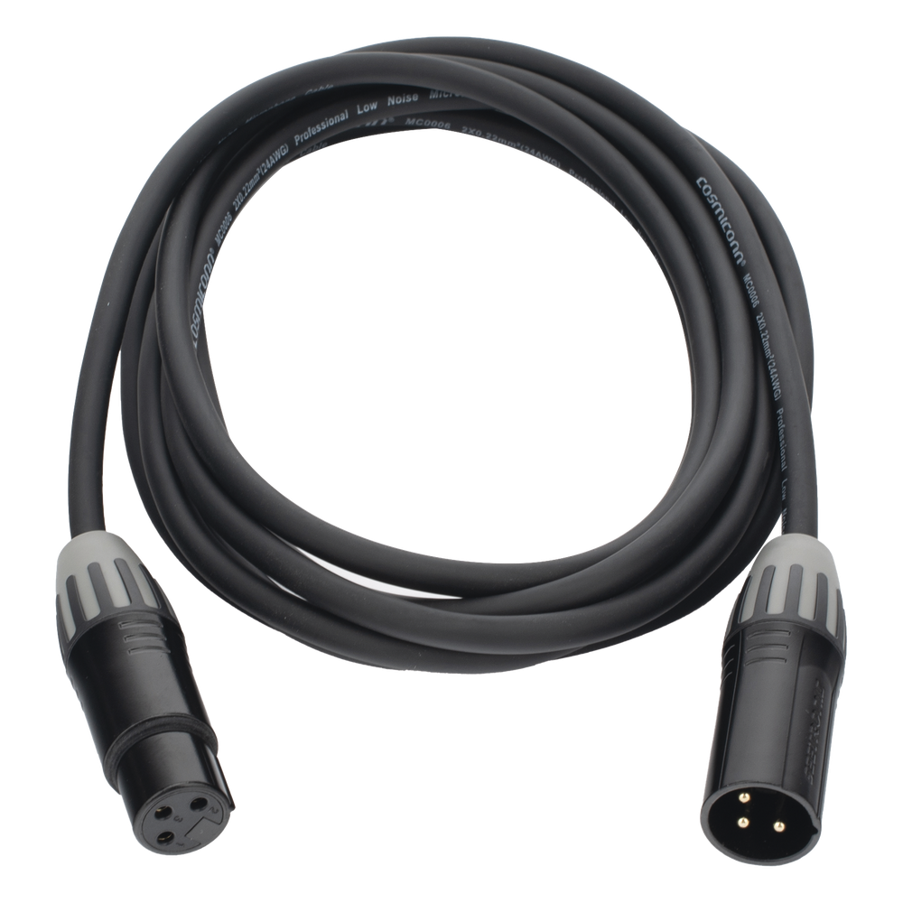Cable XLR | 3 polos | Conector Hembra-Macho | Serie M | Carcasa Negra | Contactos Dorados | Ideal para Microfonía | Longitud 3m