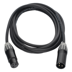 Cable XLR | 3 polos | Conector Hembra-Macho | Serie M | Carcasa Negra | Contactos Dorados | Ideal para Microfonía | Longitud 3m