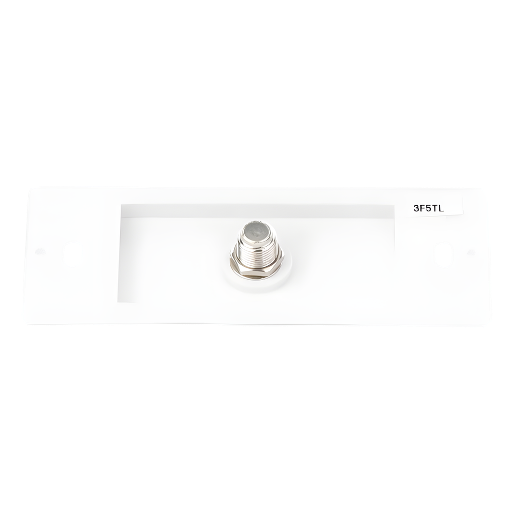 Toma de pared para cable coaxial con conector tipo F de 75 ohms, estilo Designer de la línea Claro, para señal de TV, color blanco brillante