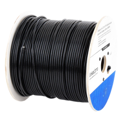 Bobina de Cable de 305 Metros (1000 Pies) Cat5e, Aleación de Cobre y Aluminio (CCA), Color Negro, Uso Intemperie, Doble Forro