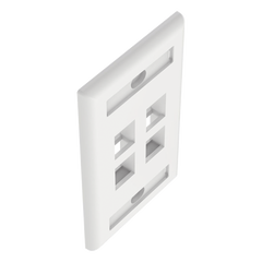 Placa de Pared Vertical, Salida Para 4 Puertos Keystone, Con Espacios Para Etiquetas, Color Blanco