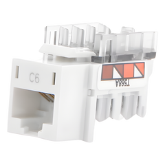Jack RJ45 categoría 6 de 8 conductores para voz y datos, inserto a presión para el frame Claro de 6 puertos, color blanco