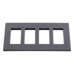 Placa de pared de 4 espacios sin tornillos visibles, acabado satinado color Midnight (gris oscuro), para atenuadores y controles Lutron con apertura tipo designer