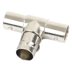 Adaptador en T para 75 Ohm de triple conectores BNC Hembras, Níquel/ Oro/ Teflón.