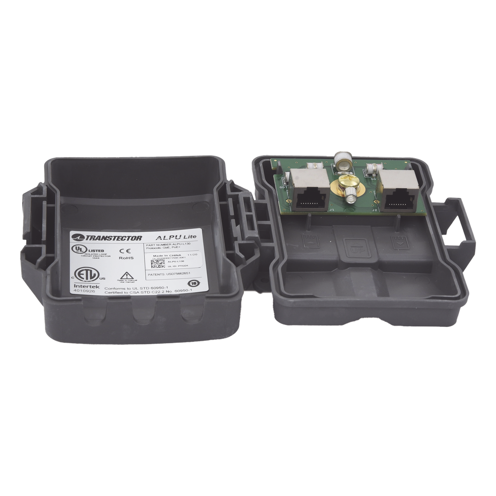 Protector PoE Exterior Gigabit / Tubo de Descarga de Gas GDT / 51W PoE+ / RJ45 Blindado / IP23 / Enlaces Inalámbricos