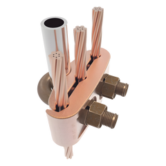 Conector Mecánico para 3 Cables para Calibre 2/0 AWG - 250 KCMIL a Tubería de 3/8"  o  Varilla 5/8" - 3/4".