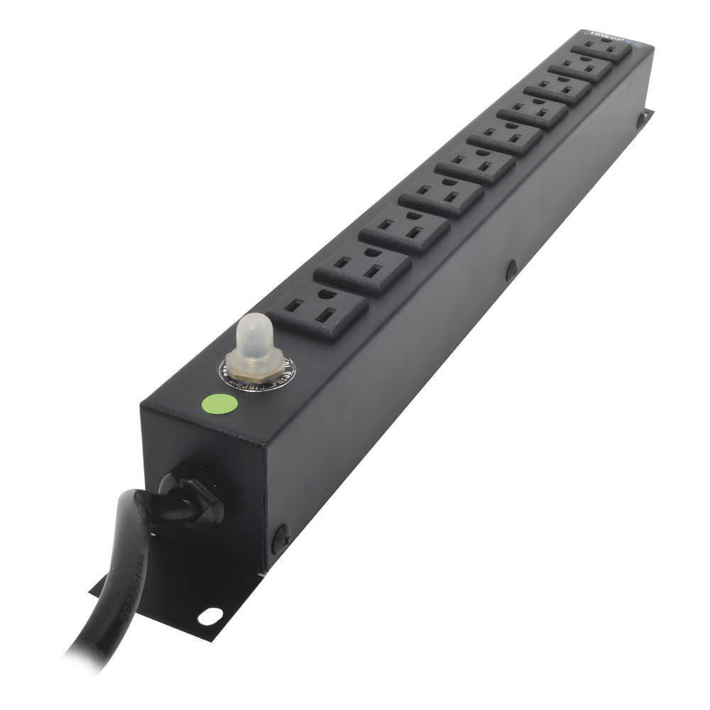 Multicontacto Horizontal (PDU) de 10 Contactos (NEMA 5-15R) Rack 19" 1UR. Voltaje Entrada/Salida: 120Vca/15A