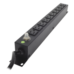 Multicontacto Horizontal (PDU) de 10 Contactos (NEMA 5-15R) Rack 19" 1UR. Voltaje Entrada/Salida: 120Vca/15A