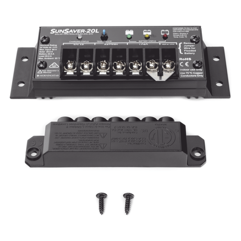 Controlador de Carga Solar SunSaver PWM 20 A / 12 VCC / Encapsulado Epóxico / Clase 1 Div 2 / Compensación de Temperatura