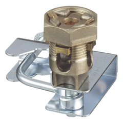 Abrazadera para Tierra Física en Base de Piso Falso, para Cables de 6 a 1/0 AWG. Para Pedestales Cuadrados de 7/8" y Circulares de 1" a 1 1/8"