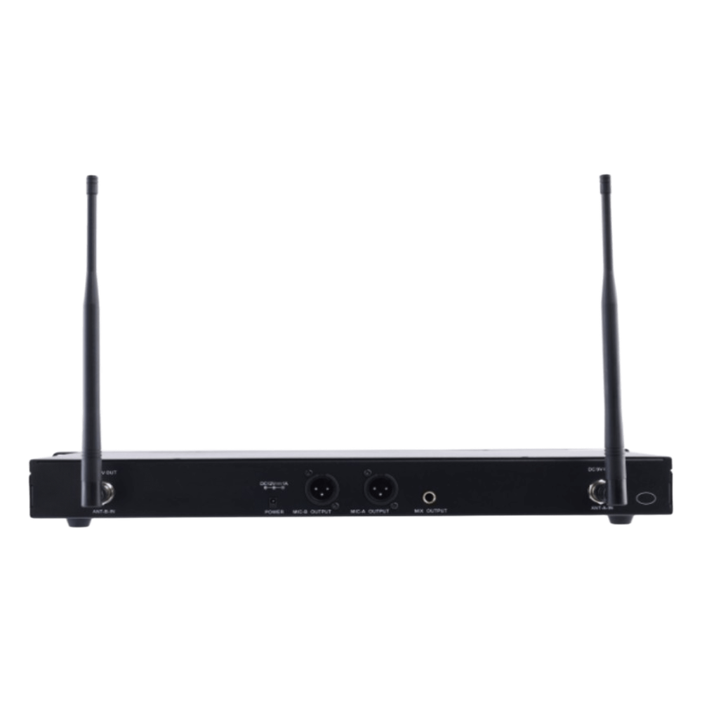 Receptor Inalámbrico Dual Canal Digital U-Band | 4 Bandas de Frecuencia (470-830 MHz) | Transmisión Digital pi/4-DQPSK | Pantalla TFT-LCD 2.2" | Anti-Interferencia con ID Code Pilot | Salidas Balanceadas y Desbalanceadas | Ecualizacion