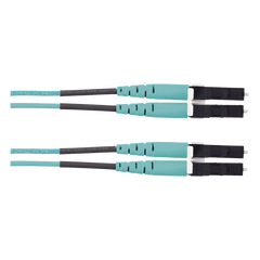 Jumper de Fibra Optica Multimodo 50/125 OM3, LC-LC Duplex, LSZH (Cero Halógenos), Color Aqua, 10 Metros (32.81 Pies)