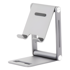 Soporte para Teléfono Celular de Aluminio | Angulo Ajustable | Amplia Compatibilidad con dispositivos de 4.7'' a 7.9'' | Antideslizante | Antiarañazos | Plegable | Color Gris.