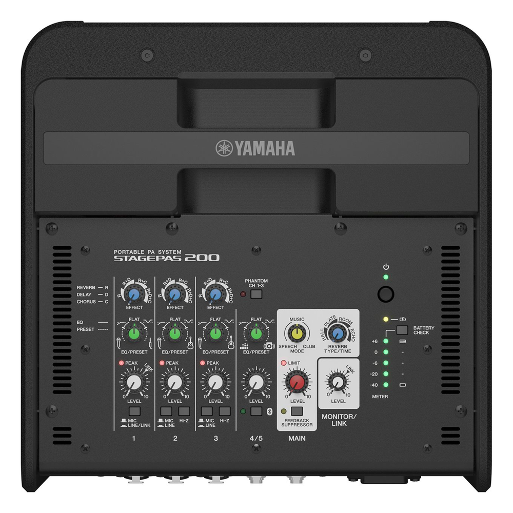 Sistema de Audio Portátil 180w | Altavoz 8" Coaxial | Consola de 5 canales | compatible con app Stagepas Controller | Incluye Batería Recargable