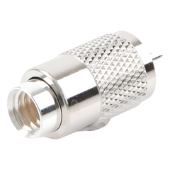 Conector UHF Macho (PL-259) para cables LP-400, RG-8/U, RG-8U-SYS, 8237, 8267, 8268, 9913, CTN-400, 7810, 8214, 7810A, RFLASH-1113, LMR-400, Plata (Concha-Níquel)/ Plata/ D.A.P. (Fibra Sintética)
