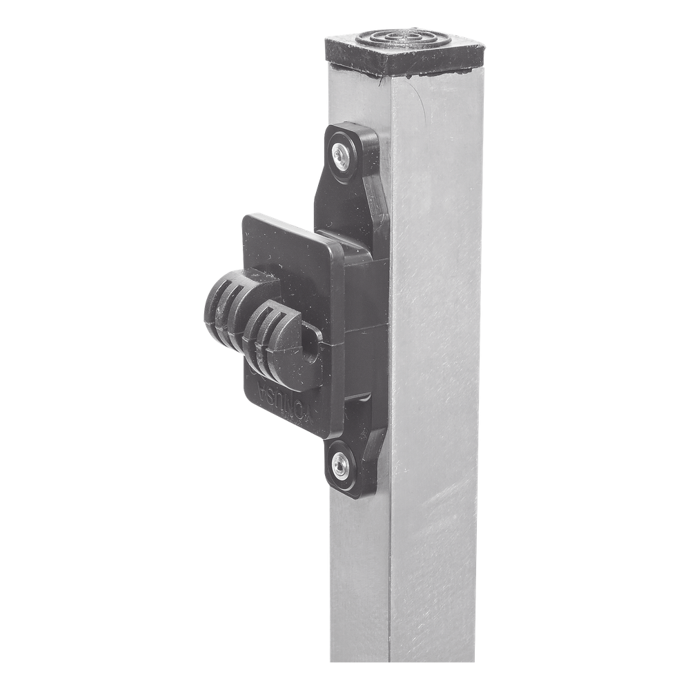 Poste de Paso de 1.2m para Cerca Electrificada de PTR Cuadrado de Aluminio de 1" de lado con 5 Aisladores Instalados.